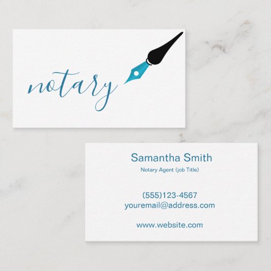 Notar Agent Pen Logo Freelance Calligraphy Writer Visitenkarte (Vorne/Hinten)