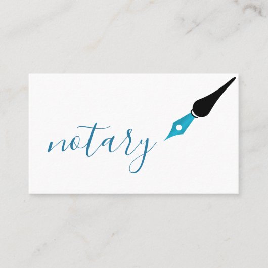 Notar Agent Pen Logo Freelance Calligraphy Writer Visitenkarte (Vorderseite)