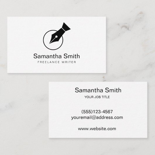 Notar Agent Pen Logo Freelance Calligraphy Writer Visitenkarte (Vorne/Hinten)