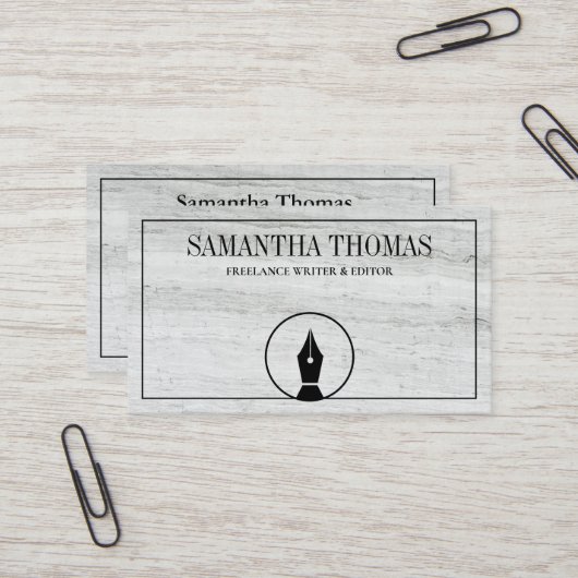 Notar Agent Pen Logo Freelance Calligraphy Writer Visitenkarte (Vorderseite/Rückseite Beispiel)