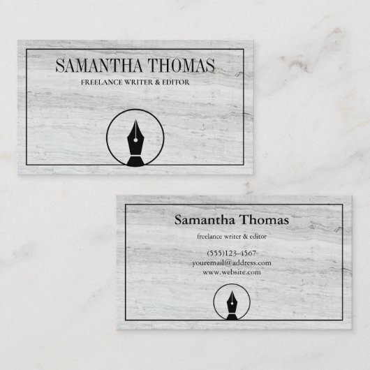 Notar Agent Pen Logo Freelance Calligraphy Writer Visitenkarte (Vorne/Hinten)