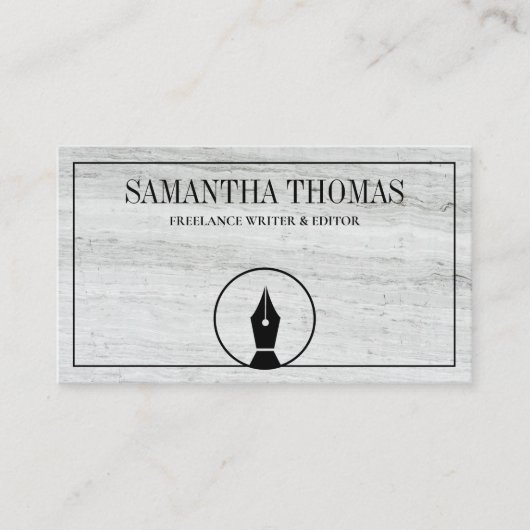 Notar Agent Pen Logo Freelance Calligraphy Writer Visitenkarte (Vorderseite)