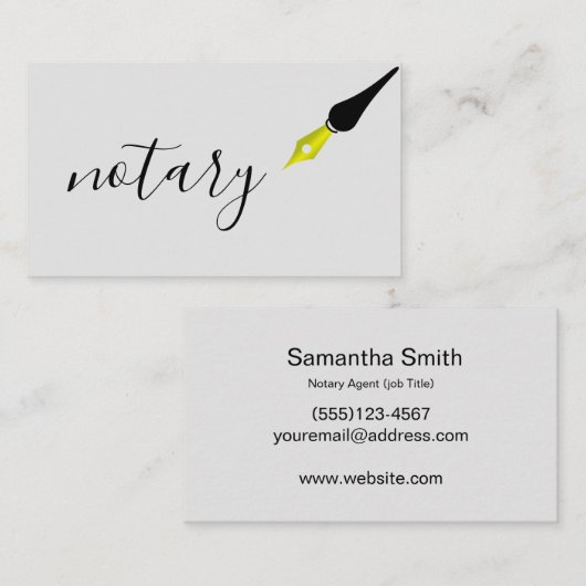 Notar Agent Pen Logo Freelance Calligraphy Writer Visitenkarte (Vorne/Hinten)