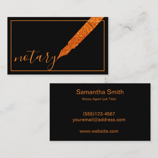 Notar Agent Pen Logo Freelance Calligraphy Writer Visitenkarte (Vorne/Hinten)