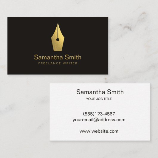 Notar Agent Pen Logo Freelance Calligraphy Writer Visitenkarte (Vorne/Hinten)