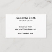 Notar Agent Pen Logo Freelance Calligraphy Writer Visitenkarte (Rückseite)