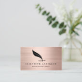 Notar-Agent-Quill-Rose-Gold-Bürstenmetall Visitenkarte (Stehend Vorderseite)