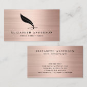 Notar-Agent-Quill-Rose-Gold-Bürstenmetall Visitenkarte (Vorne/Hinten)