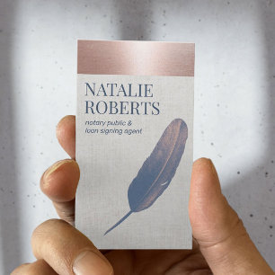 Notar Agent Rose Gold Blue Quill Visitenkarte