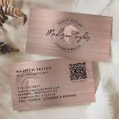 Notar Agent Rose Gold Brushed Metal Quill QR Visitenkarte