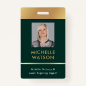 Notar-Agent-Signatur Foto-ID Grün & Gold Ausweis (Vorderseite)