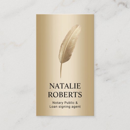 Notar-Agent Signatur Moderner Gold Quill Pen Visitenkarte (Vorderseite)