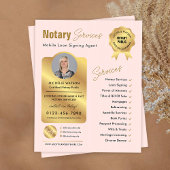 Notar-Agent-Signatur Rosa und Gold-Foto Flyer