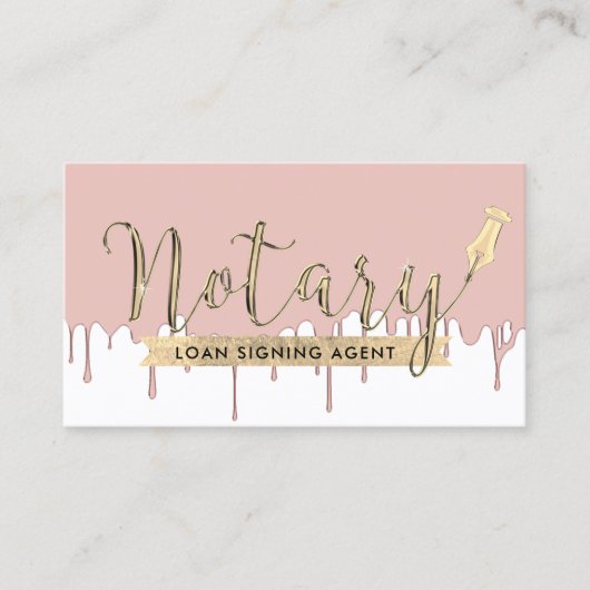 Notar-Agent-Signatur Rose Gold Dripping Visitenkarte (Vorderseite)
