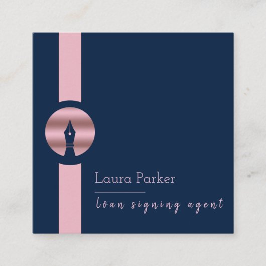 Notar Agent Signature Nib Rose Gold Writer Quadratische Visitenkarte (Vorderseite)