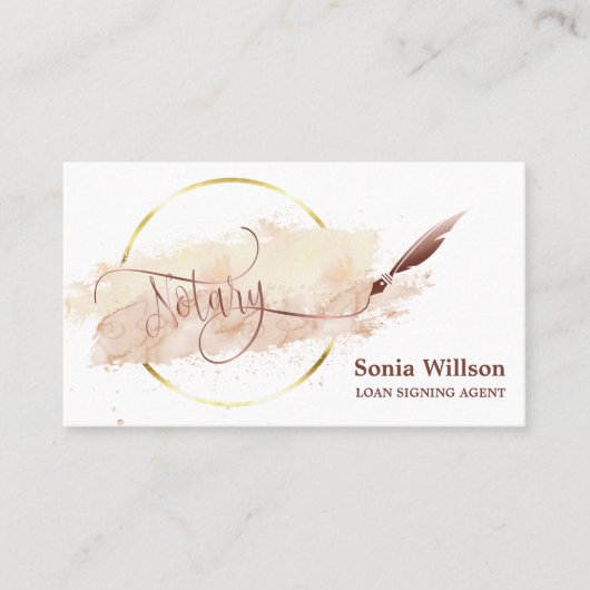 Notar-Agent Signieren Wasserfarbe Rosa Visitenkarte (Vorderseite)