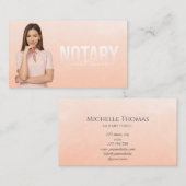Notar-Agent Signierung Beruflich Rosa Foto Visitenkarte (Vorne/Hinten)