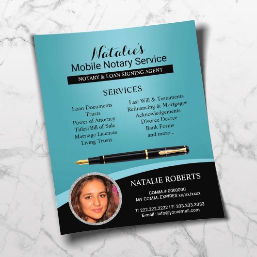 Notar-Agent Signierung Berufliches Aquamarines Fot Flyer