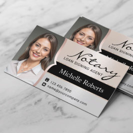 Notar-Agent Signierung Elegantes Silver Foto Visitenkarte