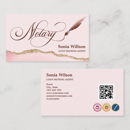Notar-Agent Signierung moderner QR-Code Visitenkarte (Vorne/Hinten)