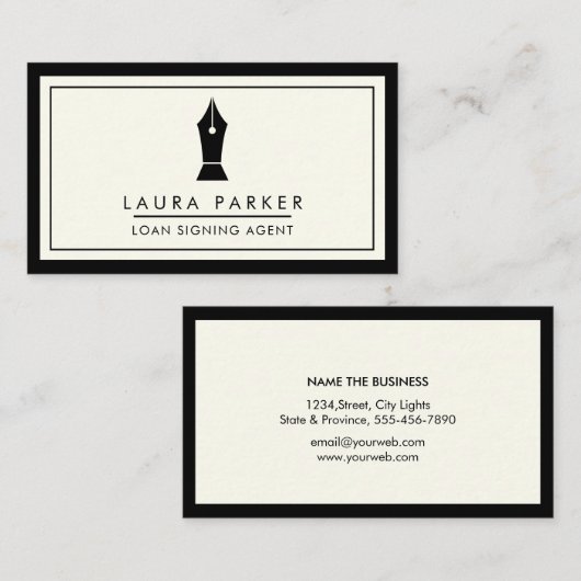 Notar Agent Signing Consultant Broker Visitenkarte (Vorne/Hinten)