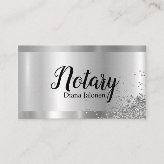 Notar-Agent Signing Silver Border Visitenkarte (Vorderseite)