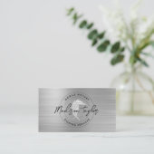 Notar-Agent Silver Gray Brushed Metal Quill Visitenkarte (Stehend Vorderseite)