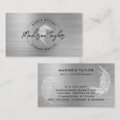 Notar-Agent Silver Gray Brushed Metal Quill Visitenkarte (Vorne/Hinten)