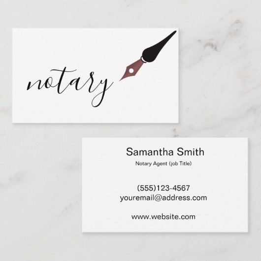 Notar-Agent-Stift-Logo-freiberuflich tätiger Visitenkarte (Vorne/Hinten)
