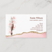 Notar-Agent Unterschrift Moderne Rose Gold Floral Visitenkarte (Rückseite)