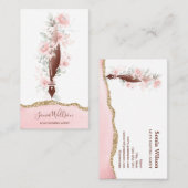 Notar-Agent Unterschrift Moderne Rose Gold Floral Visitenkarte (Vorne/Hinten)