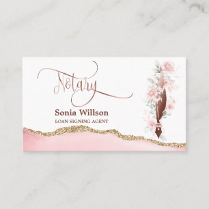 Notar-Agent Unterschrift Moderne Rose Gold Floral Visitenkarte