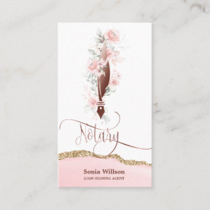 Notar-Agent Unterschrift Moderne Rose Gold Floral Visitenkarte