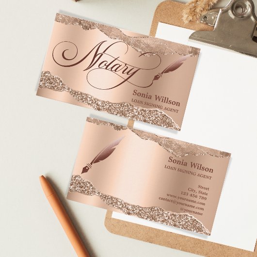 Notar-Agent Unterschrift Moderne Rose Gold Tear Visitenkarte