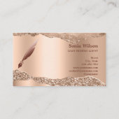 Notar-Agent Unterschrift Moderne Rose Gold Tear Visitenkarte (Rückseite)