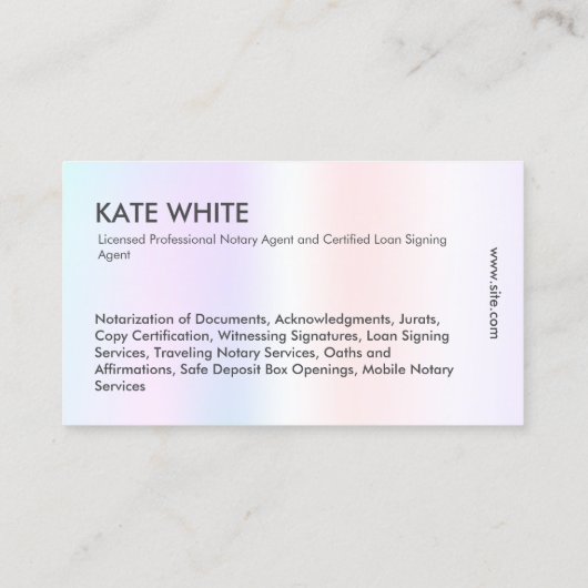 Notar-Agent Visitenkarte (Rückseite)