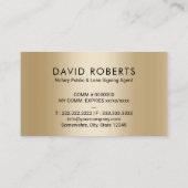 Notar Briefmarke Loan Signing Agent Black & Gold Visitenkarte (Rückseite)