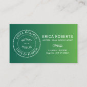 Notar Briefmarke Loan Signing Agent Green Ombre Visitenkarte (Vorderseite)
