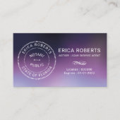 Notar Briefmarke Loan Signing Agent Lila Ombre Visitenkarte (Vorderseite)
