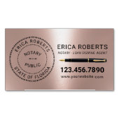Notar Briefmarke Loan Signing Agent Moderne Rose G Magnetische Visitenkarte (Vorderseite)