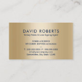 Notar Briefmarke Signing Agent Navy & Gold Visitenkarte (Rückseite)