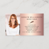 Notar Copper Pink Glitzer Foto Agent Skript Visitenkarte (Rückseite)