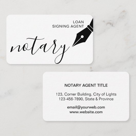 Notar-Darlehens-unterzeichnende Visitenkarte (Vorne/Hinten)