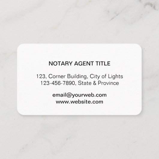 Notar-Darlehens-unterzeichnende Visitenkarte (Rückseite)