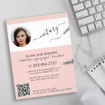 Notar des modernen Fotos unterzeichnet Agent QR Flyer<br><div class="desc">Moderne trendige Drehbuch beruflichen rechtlich zertifizierten Notar Anwalt bei Rechtsberater Custom personalisiert Schwarz-Weiß und staubigen Rose Werbe-Flyer mit eleganter Kalligraphie und Stifte.            Einfach mit Ihrem Foto und Ihrem automatisch generierten QR-CODE auf Ihrer Website oder in den sozialen Medien personalisieren.</div>