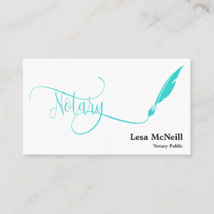 Notar Feder Stift Unterzeichnung Türkis Visitenkarte