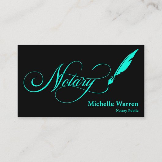Notar Federleihe Unterzeichnung türkisfarben Gesch Visitenkarte (Vorderseite)