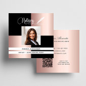 Notar Foto mit schwarzer Rose QR-Code Kreditsignie Quadratische Visitenkarte