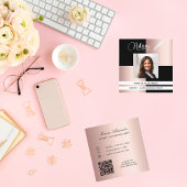 Notar Foto mit schwarzer Rose QR-Code Kreditsignie Quadratische Visitenkarte