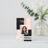 Notar Foto mit schwarzer Rose QR-Code Kreditsignie Visitenkarte (Stehend Vorderseite)